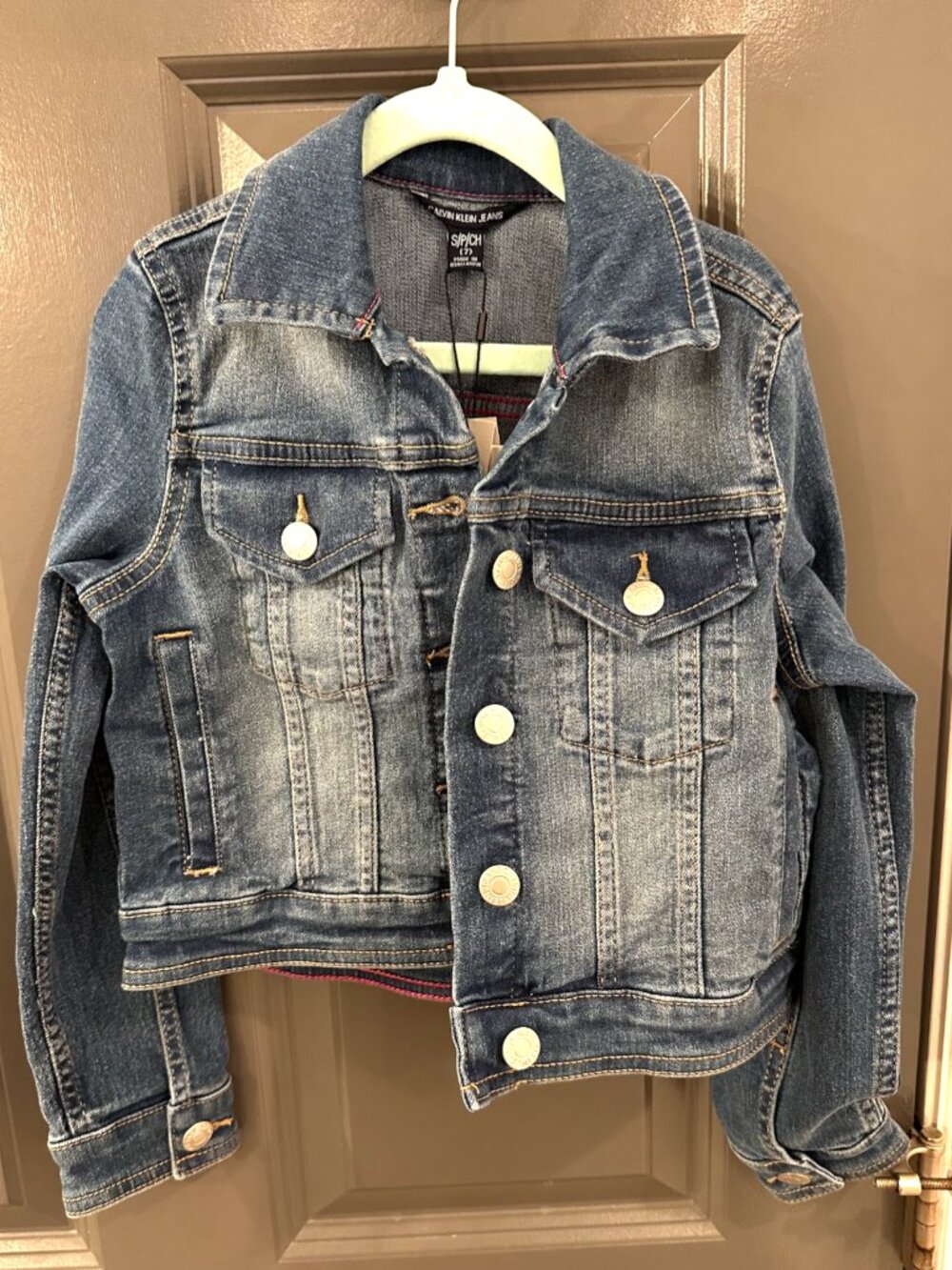 NWT Girls Calvin Klein Denim Jean Jacket Size Small 7 S